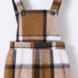 Plaid Brown and White Overalls